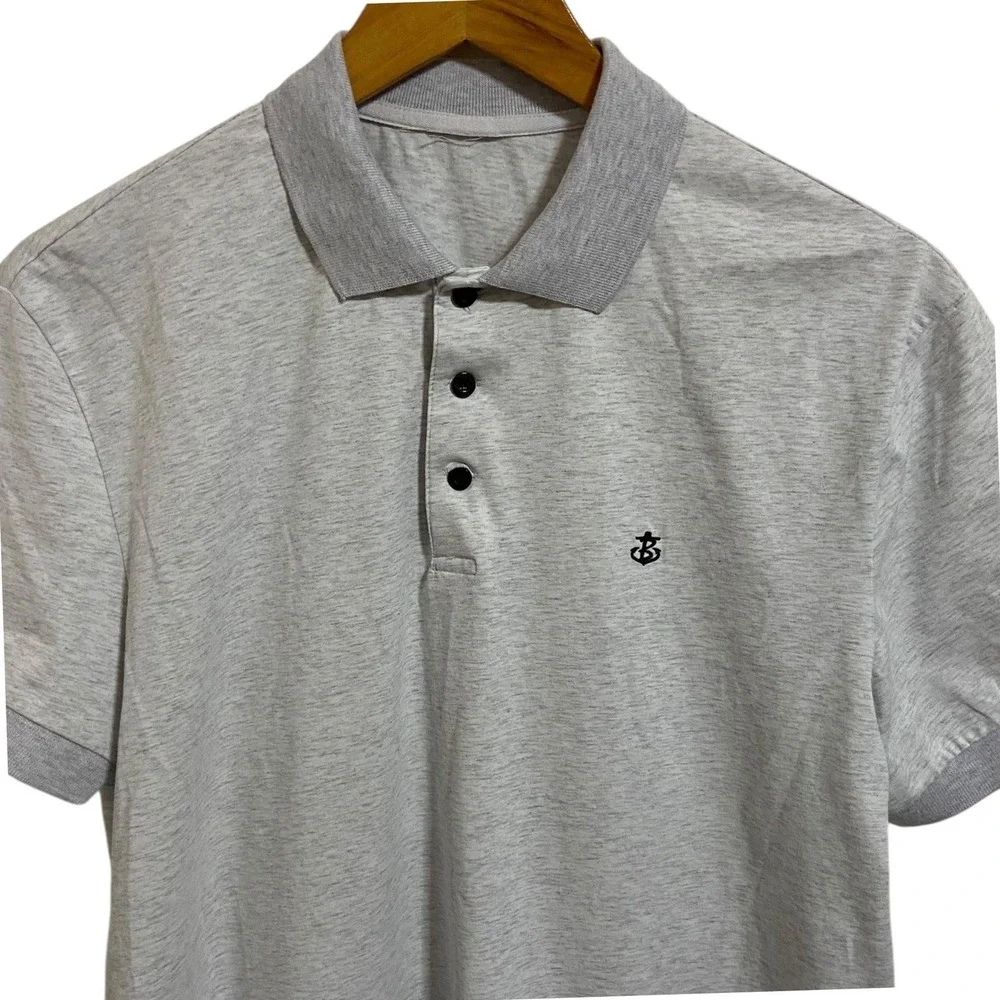 Blakely Men's Performance Light Grey Heather Logo Golf Polo Preppy‎ Shirt Large